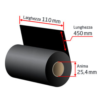 ribbon rb ck40tr110x450 in resina per tessuti da 110 mm rotolo 450 metri nero